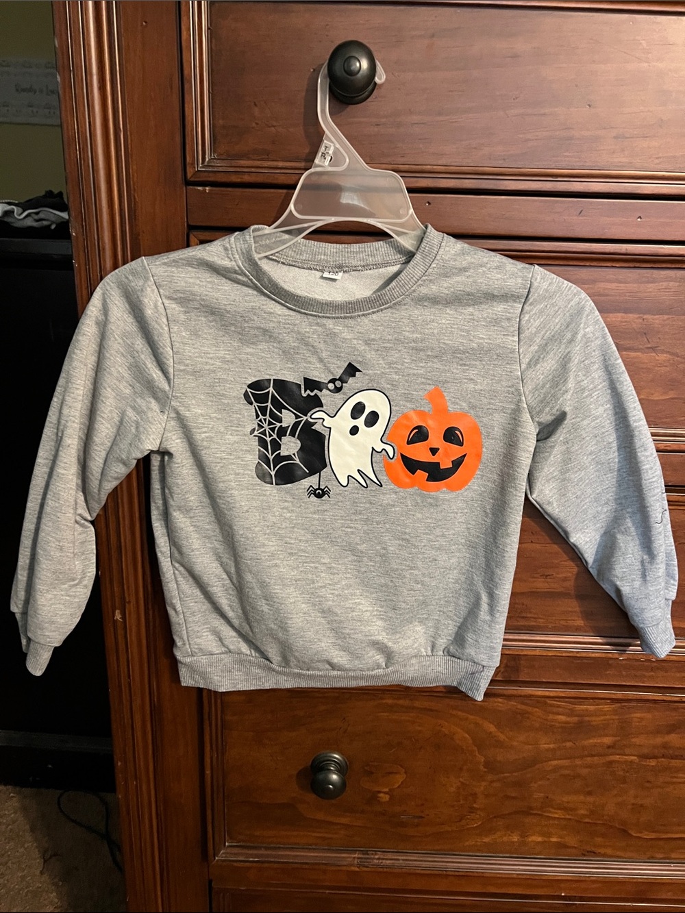 Kids Halloween Ghost & Pumpkin Sweatshirt - Gray